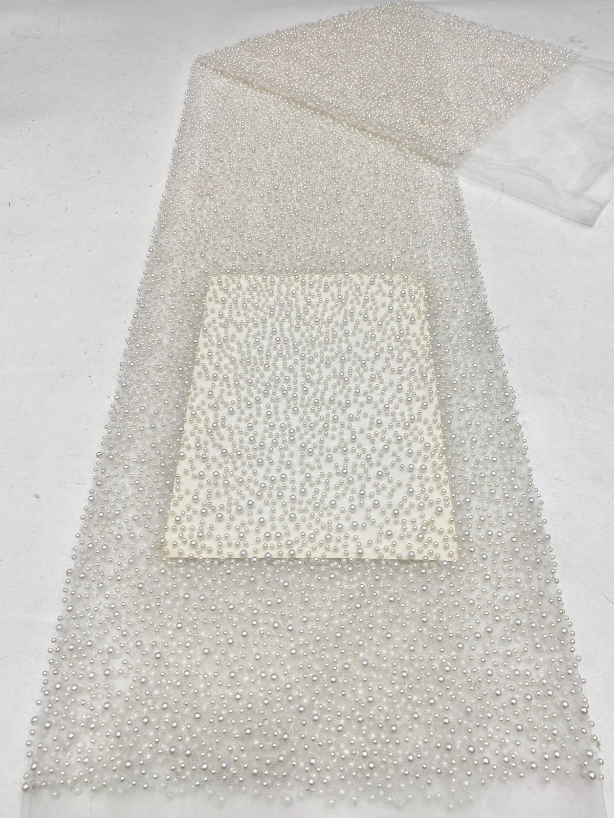 Dense Foam Bead Embroidered Bridal Fabric — fabric photo 6