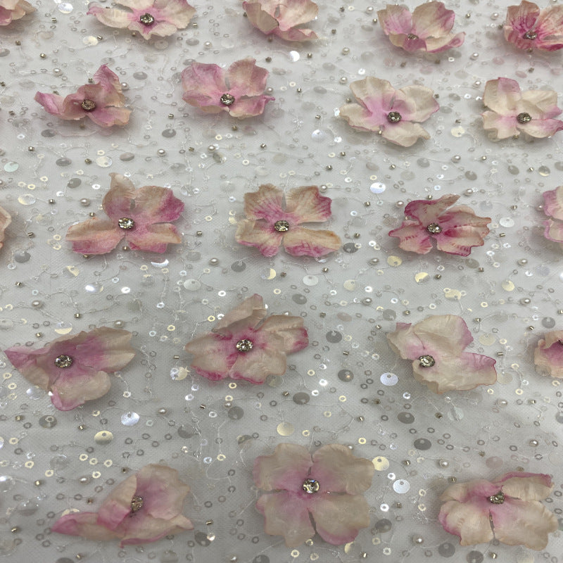 Sequin Embroidered Bridal Fabric – Design 01407 — fabric photo 4