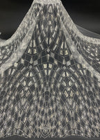 Silver Bead & 3/5mm Sequin Bridal Fabric