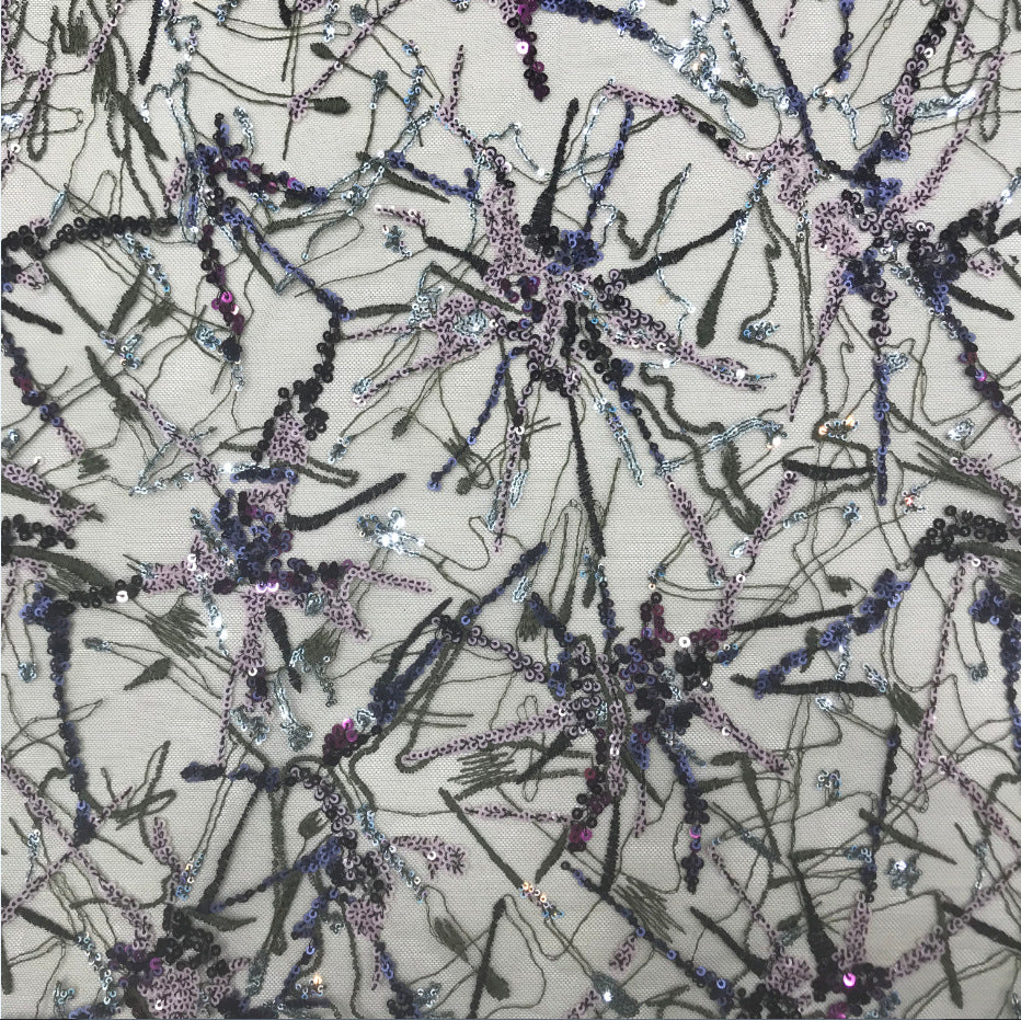 Fine Sequin Embroidered Bridal Fabric – Design 19871 — fabric photo 5