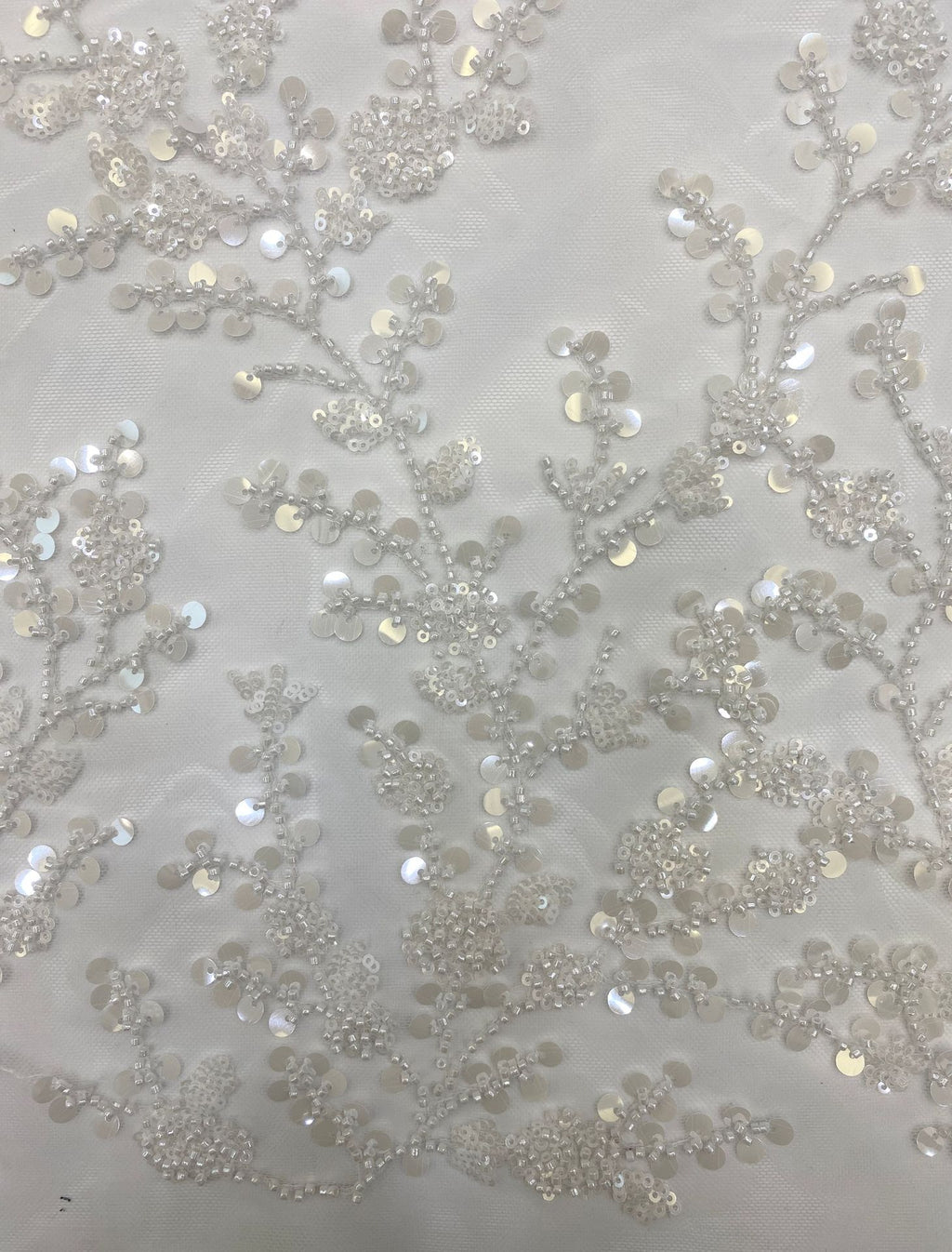 Branch-Motif Bead Embroidery with 3/7 mm Sequins — fabric photo 5