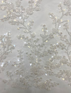 Branch-Motif Bead Embroidery with 3/7 mm Sequins — fabric photo 5