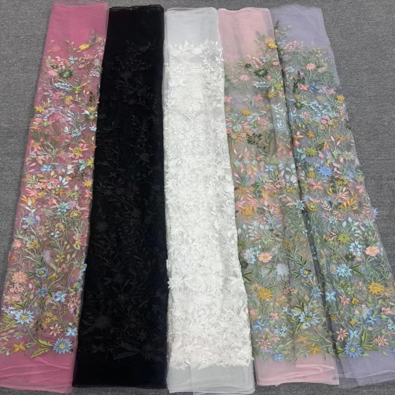 Multicolor Embroidered Bridal Fabric – Design 45567 — fabric photo 3
