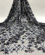 Diamond Grid Mesh with 2/3/4 mm Sequin Embroidery — fabric photo 2