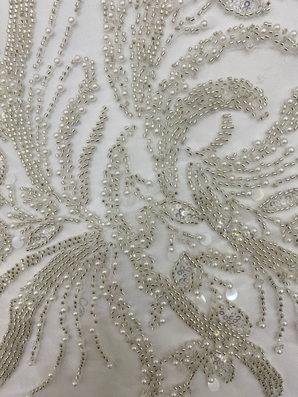 3D Floral Foam Bead & 3/7mm Sequin Bridal Fabric — fabric photo 5