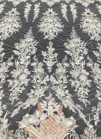 Beaded Sequin Wedding Lace with Rope Embroidery — fabric photo 2