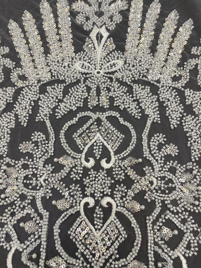 Sequin & Bubble-Bead Embroidered Bridal Fabric – Design 26367 — fabric photo 3