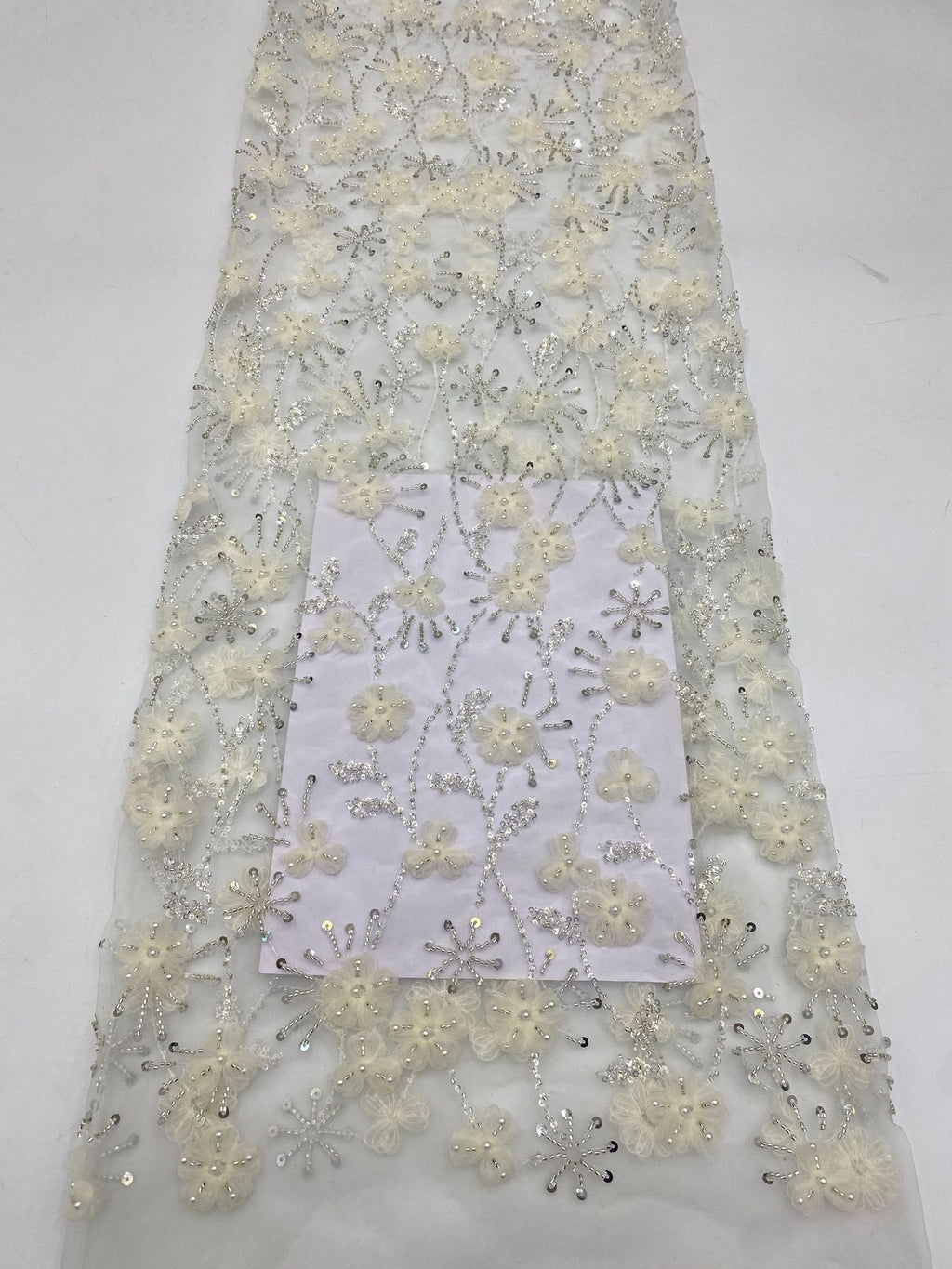 Botanical Sequin Embroidered Bridal Fabric – Design 52831 — fabric photo 6