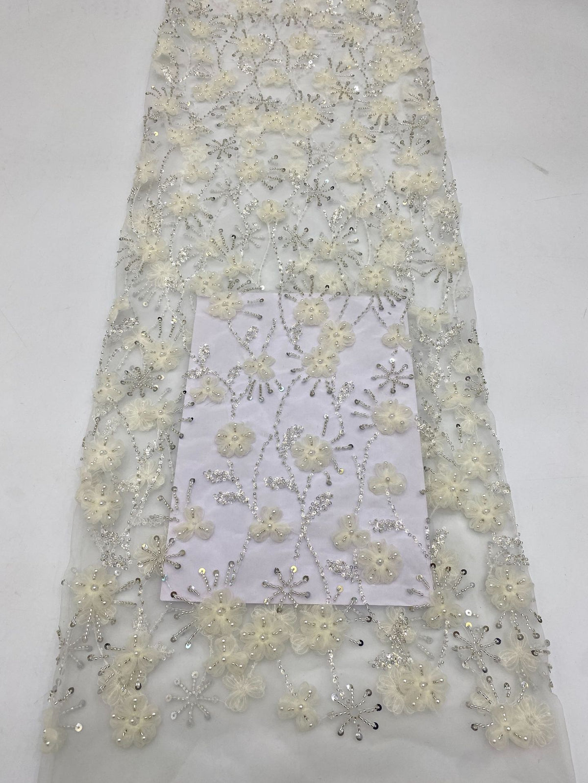 Botanical Sequin Embroidered Bridal Fabric – Design 52831 — fabric photo 6