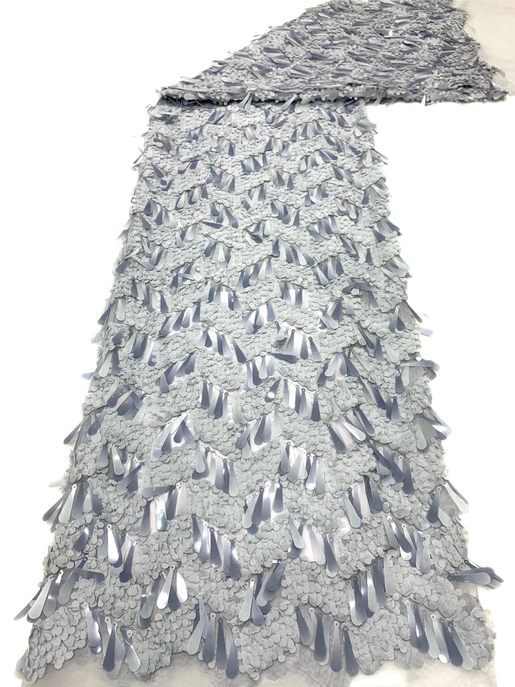 Sequin & Cordwork Embroidered Tulle Mesh Fabric — fabric photo 5