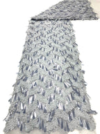 Sequin & Cordwork Embroidered Tulle Mesh Fabric — fabric photo 5