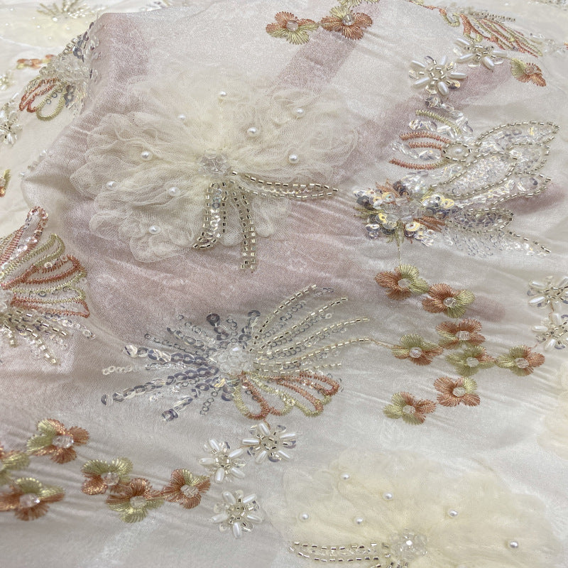 Fine Mesh Multi-Technique Bead and Sequin Embroidery Fabric — fabric photo 4