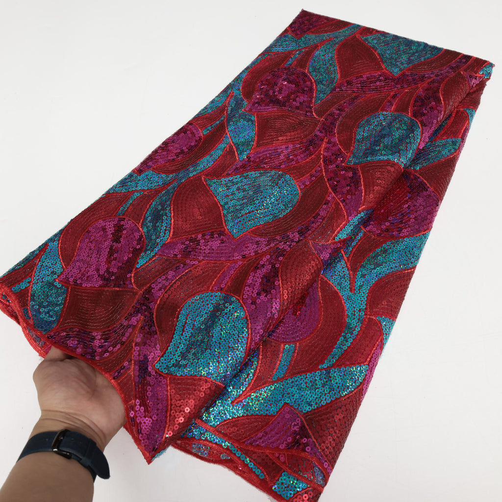 Sequin & Cordwork Embroidered Lace Fabric — fabric photo 6