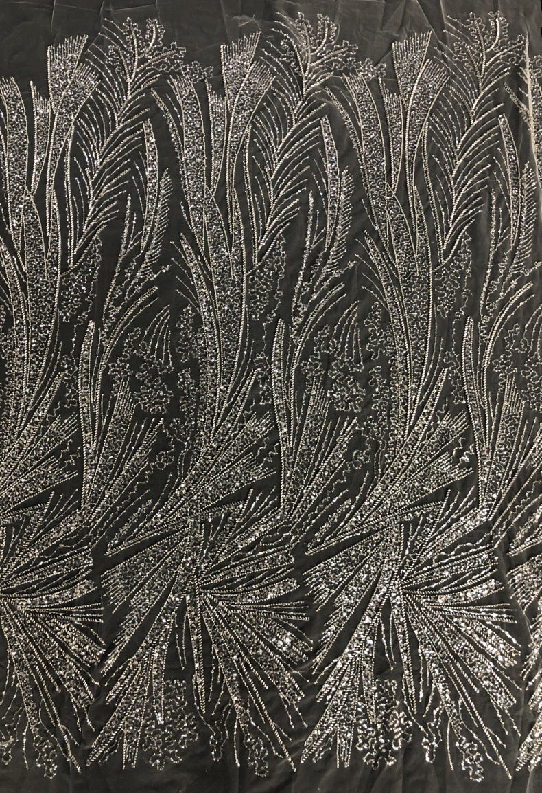 Bugle Bead & 3/5mm Sequin Bridal Fabric — fabric photo 6