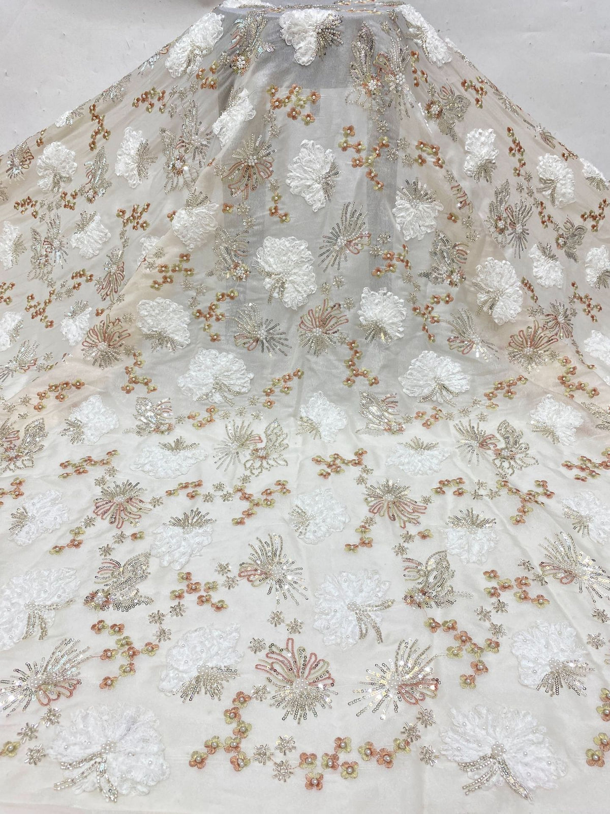 Sequin Embroidered Bridal Fabric – Design 56575 — fabric photo 6