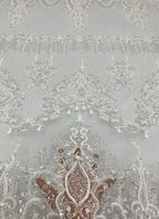 Sequin & Cordwork Embroidered Bridal Fabric – Design 67615 — fabric photo 4