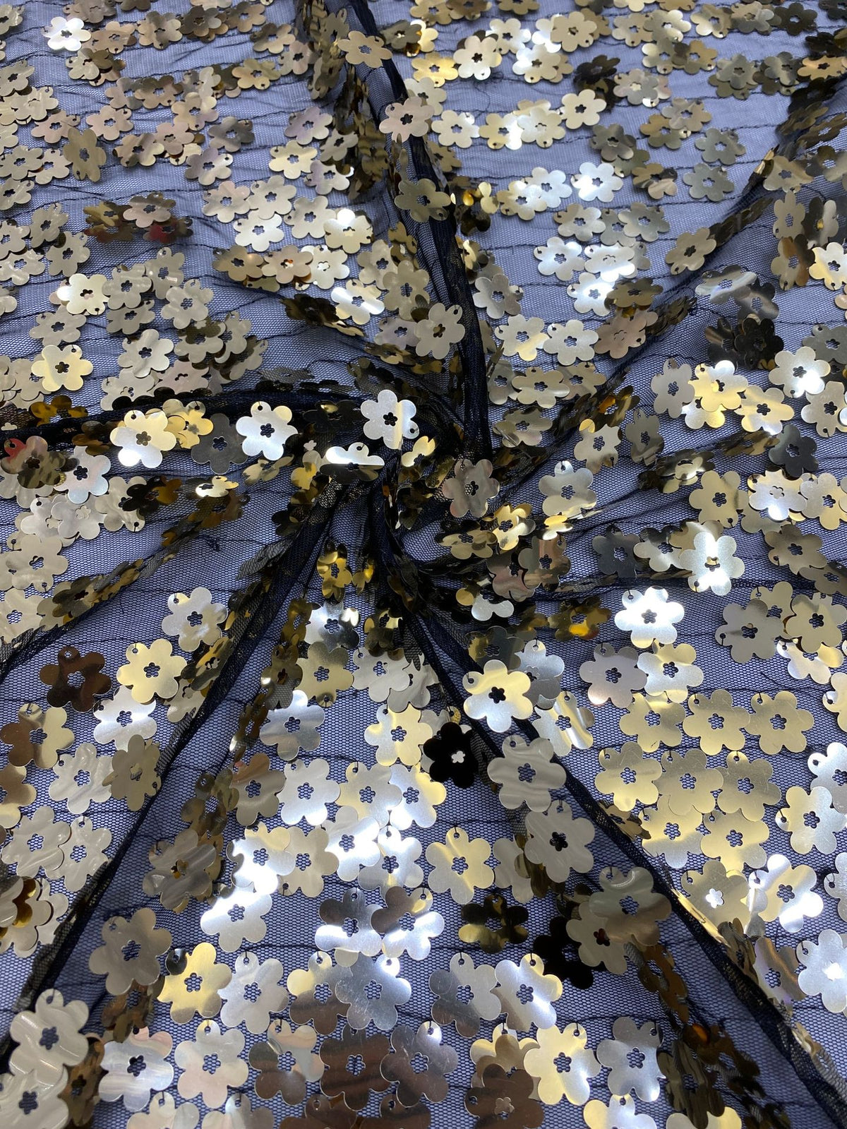 Multicolor Plum Blossom Sequin and Bead Fabric — fabric photo 6