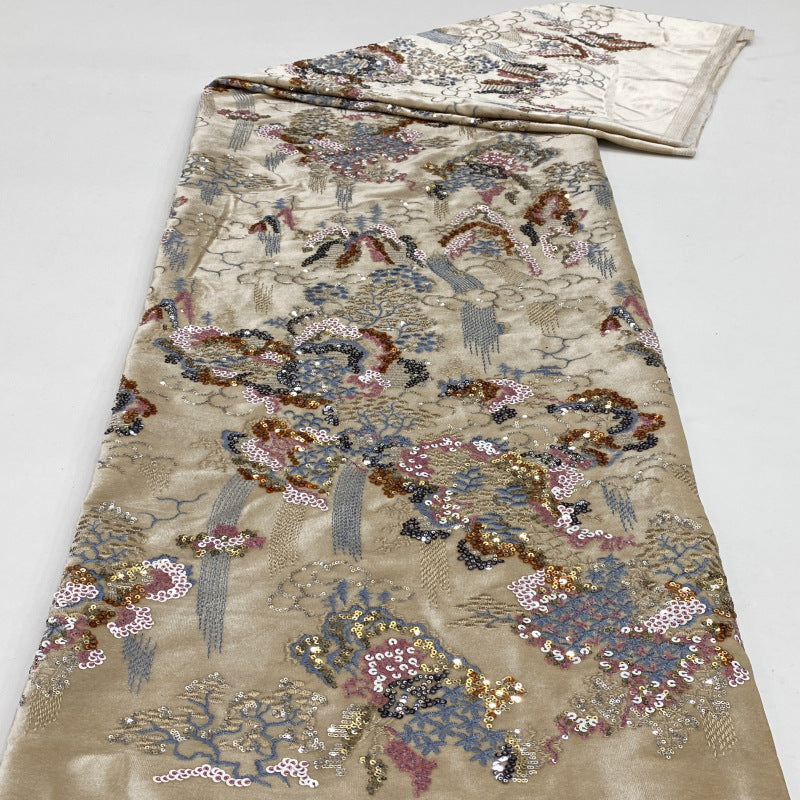 Multicolor Sequin Embroidered Velvet Fabric
