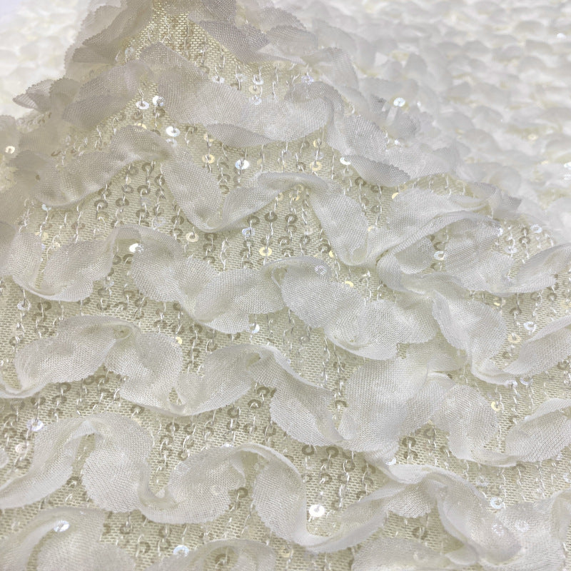 Wave Sequin Embroidered Bridal Fabric — fabric photo 3