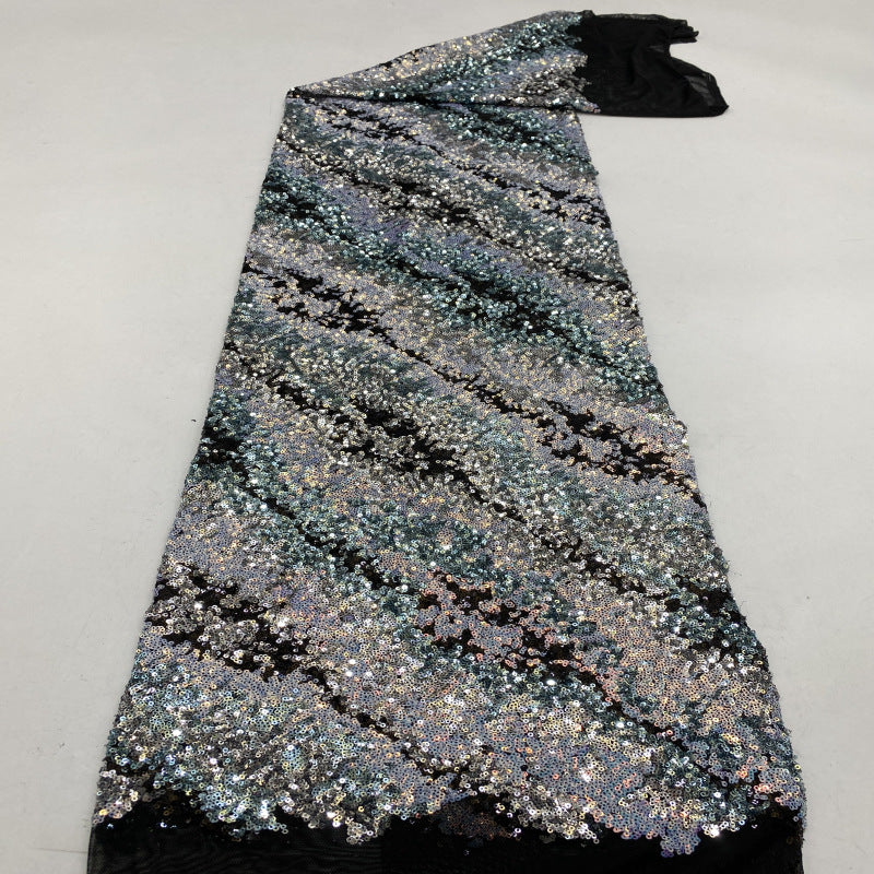 Twill-Effect Colorful Sequin Stretch Mesh — fabric photo 2