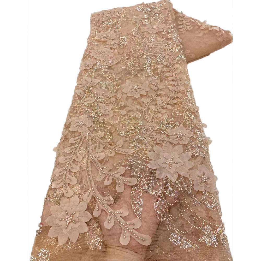 Bugle Bead Sequin Embroidered Mesh Lace — fabric photo 3
