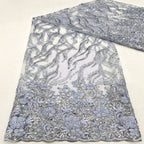 Symmetrical Sequin & Cordwork Embroidered Bridal Fabric — fabric photo 5