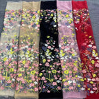 Botanical Multicolor Appliqué Embroidery Fabric