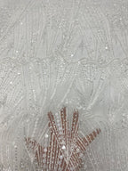 Starry Bugle Foam Bead Sequin Bridal Fabric — fabric photo 4