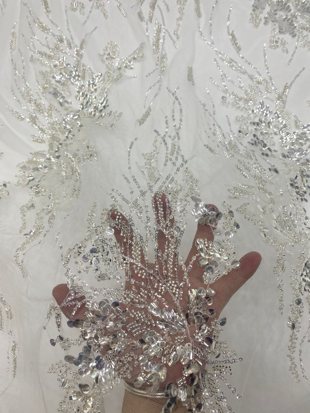 3/7 mm Sequin Embroidered Bridal Fabric — fabric photo 3