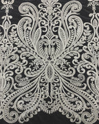 4 mm Sequin & White-Core Bead Embroidered Bridal Fabric — fabric photo 2