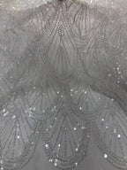 Vintage Beaded Fabric with 3/5 mm Clear Sequins — fabric photo 3