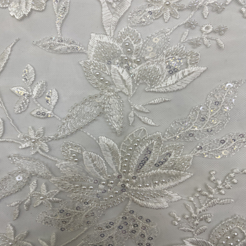 Large Floral Foam Bead & 3/4mm Sequin Fabric — fabric photo 5