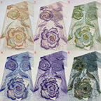Large Floral Bugle Bead Crystal Sequin Fabric — fabric photo 2
