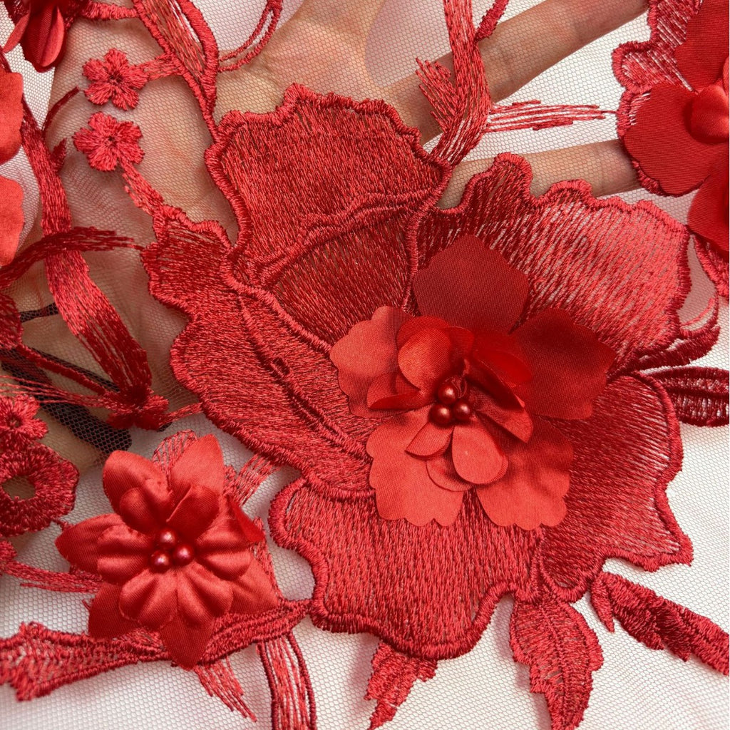 3D Sequin Embroidered Lace Fabric — fabric photo 2