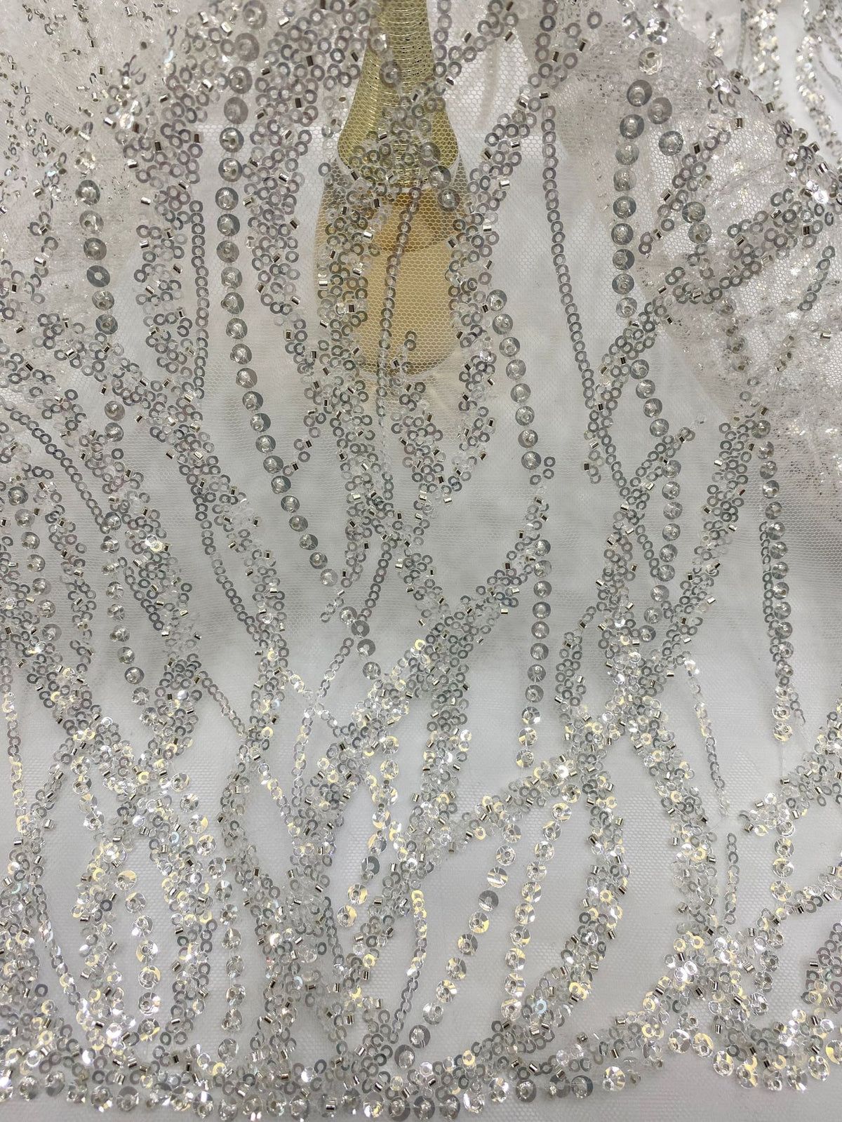 Aquatic Botanical Silver Bead Sequin Fabric — fabric photo 4