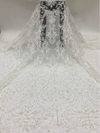 3 mm Crystal-Look Sequin Embroidered Bridal Fabric — fabric photo 3