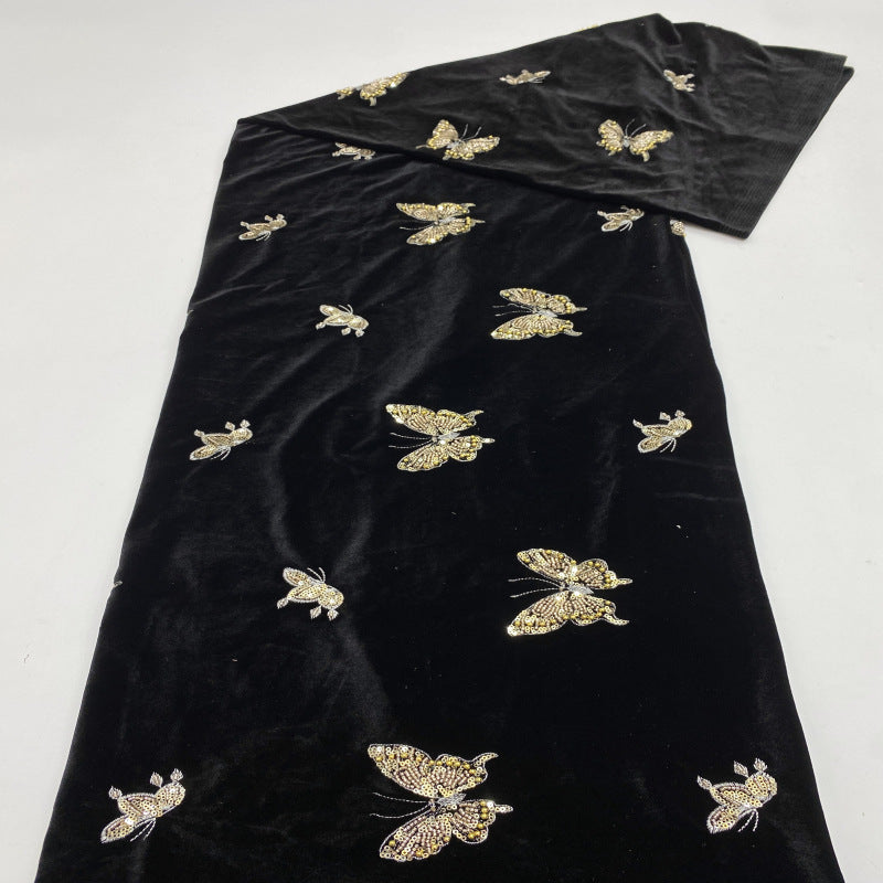 Velvet Butterfly Foam Bead Embroidery Fabric — fabric photo 3