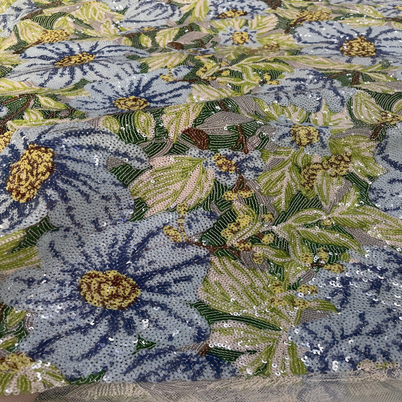 Floral Multicolor 3/4mm Sequin Dress Fabric — fabric photo 5