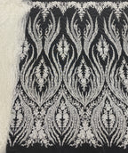 Lotus Floral Bead & 2/4 mm Sequin Embroidered Fabric