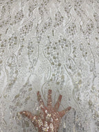 Heavy 3/4 mm Sequin & Bugle-Bead Embroidered Bridal Fabric – Design 43935 — fabric photo 2
