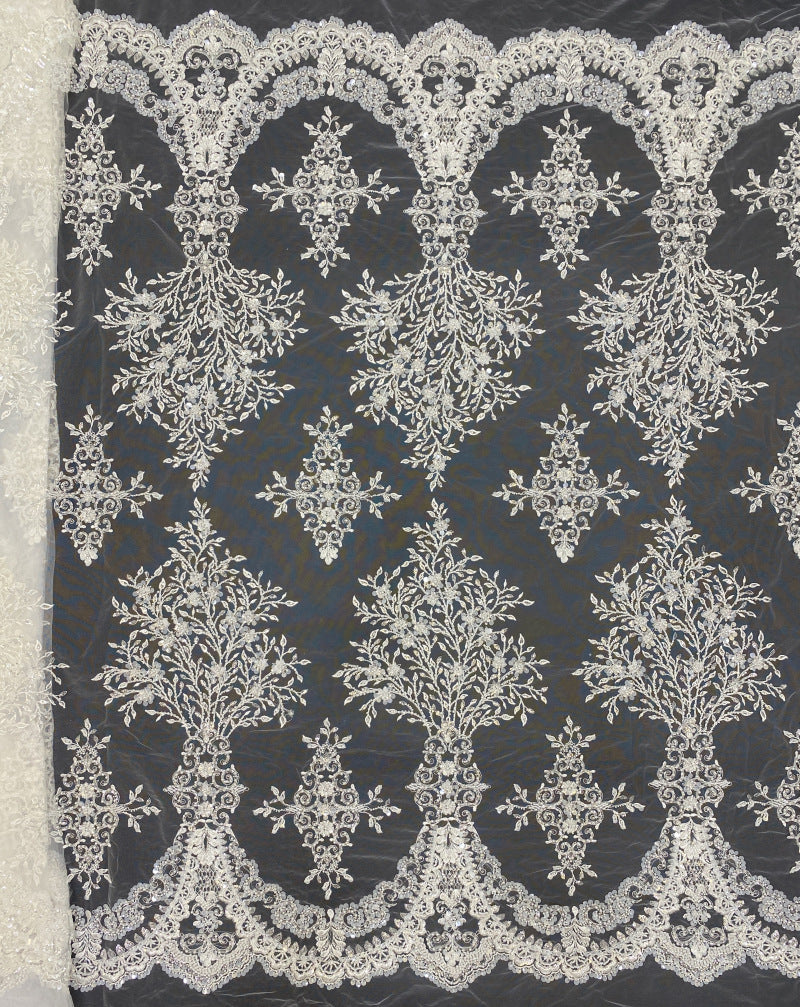 Bugle Bead & 3/7mm Sequin Evening Gown Fabric
