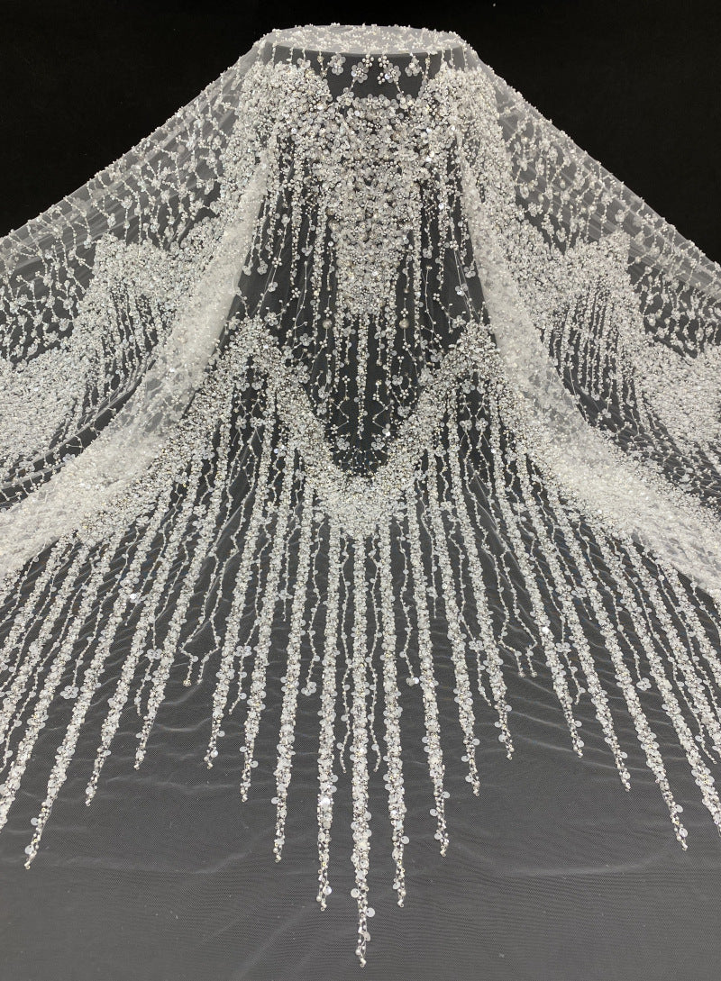 Sequin & Bugle-Bead Embroidered Bridal Fabric – Design 29151 — fabric photo 6