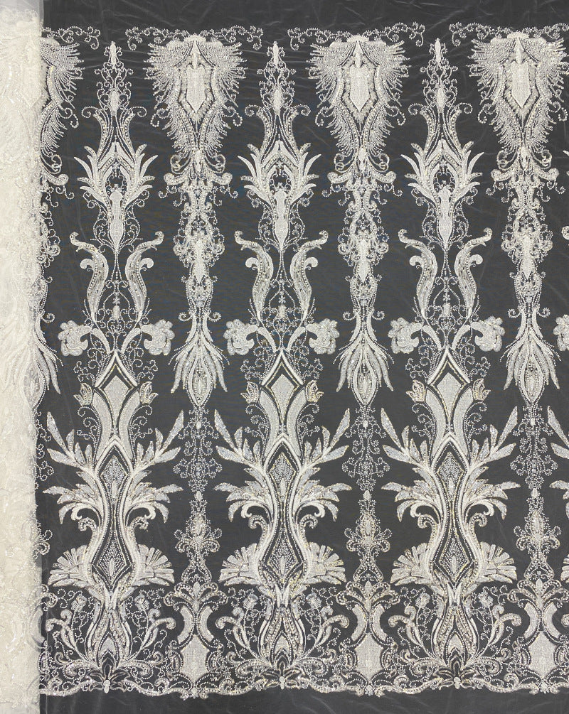 Sequin & Bubble-Bead Embroidered Bridal Fabric – Design 39935