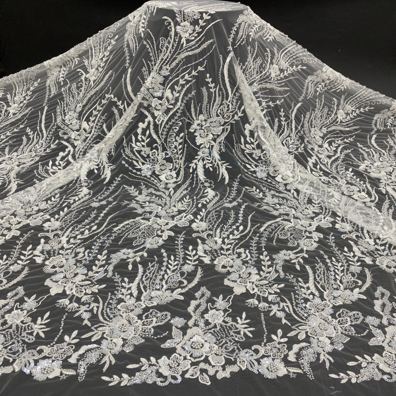 Sequin & Bubble-Bead Embroidered Bridal Fabric – Design 55071