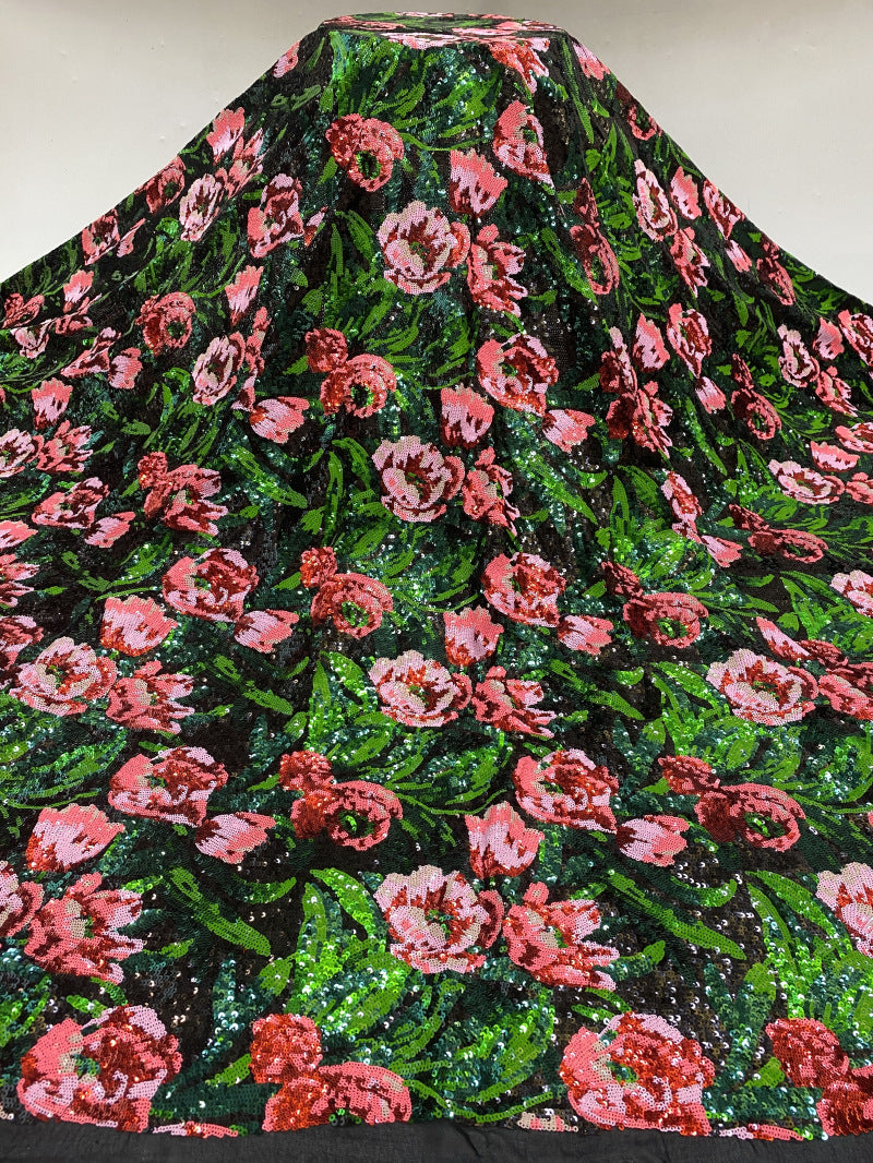 Multicolor Sequin Embroidered Chiffon Fabric — fabric photo 6