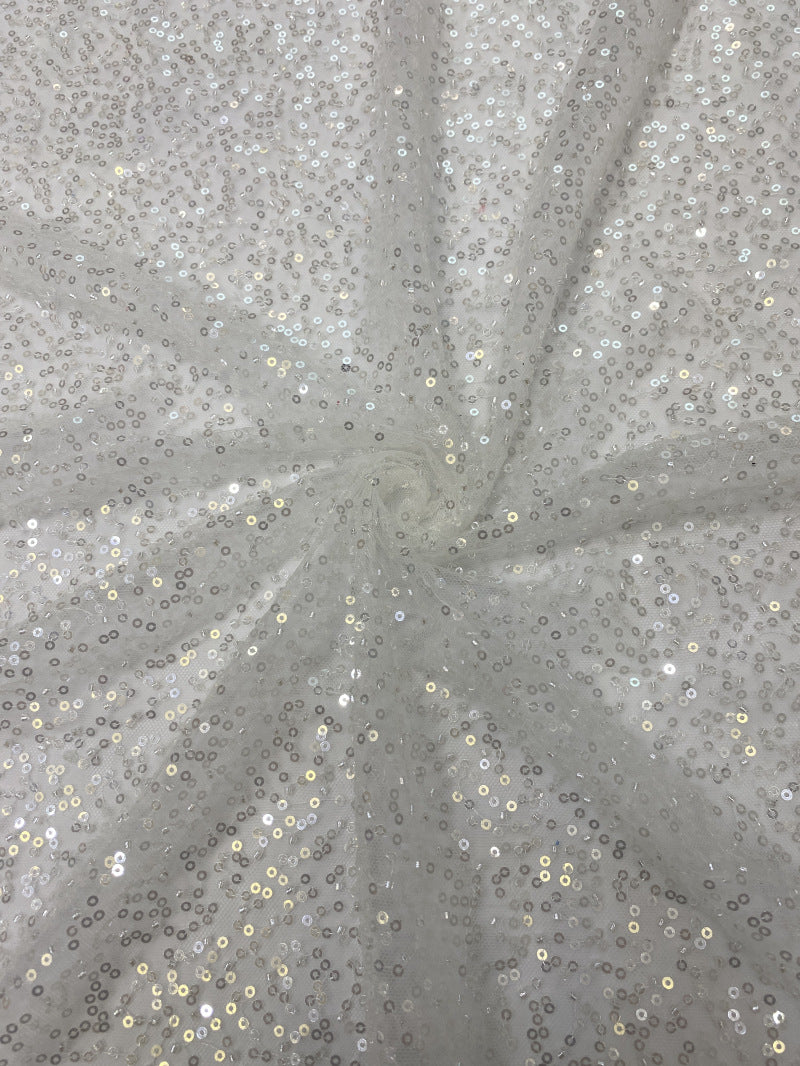 Sequin and Bead Embroidered Mesh Fabric — fabric photo 2