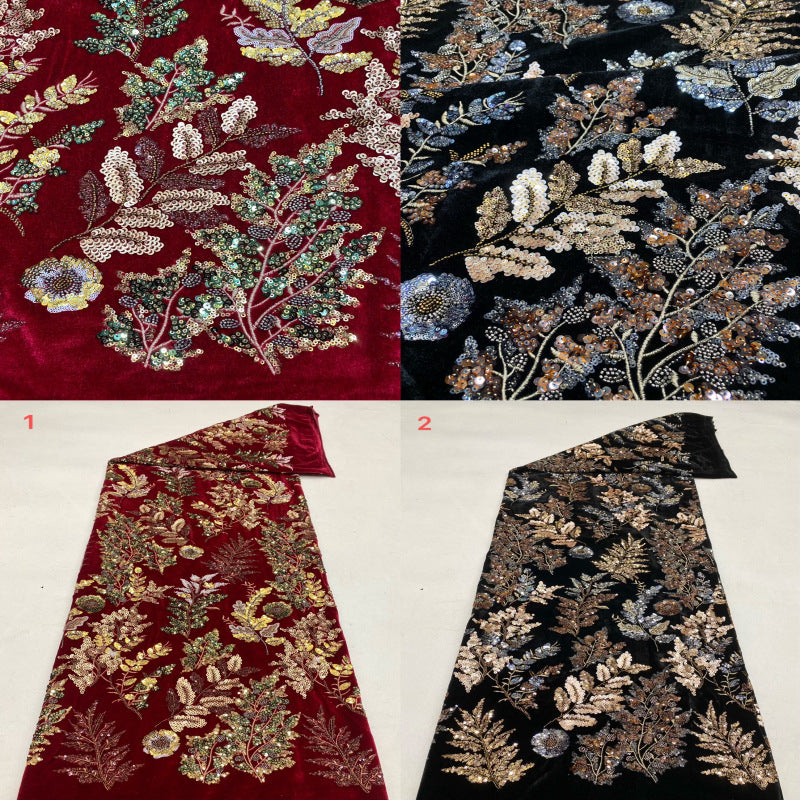 Velvet Double Bead Multicolor Sequin Fabric