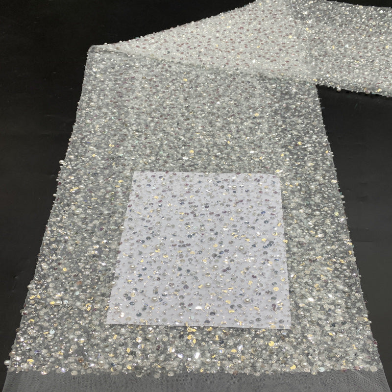 Floral Bead & Oversized Foam Sequin Fabric — fabric photo 2