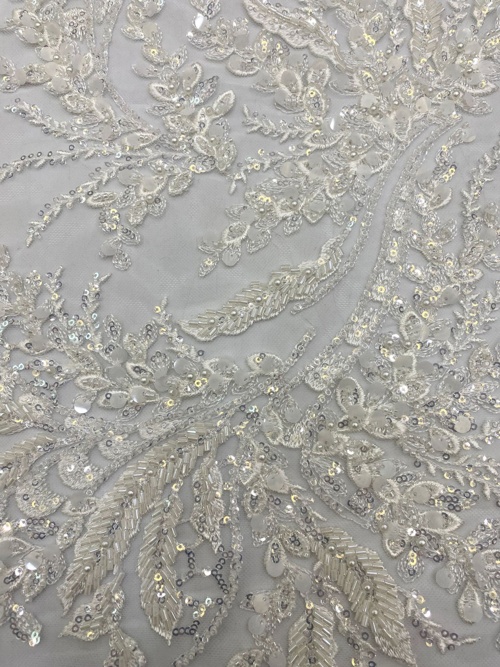 Sequin & Bugle-Bead Embroidered Bridal Fabric – Design 81183 — fabric photo 5