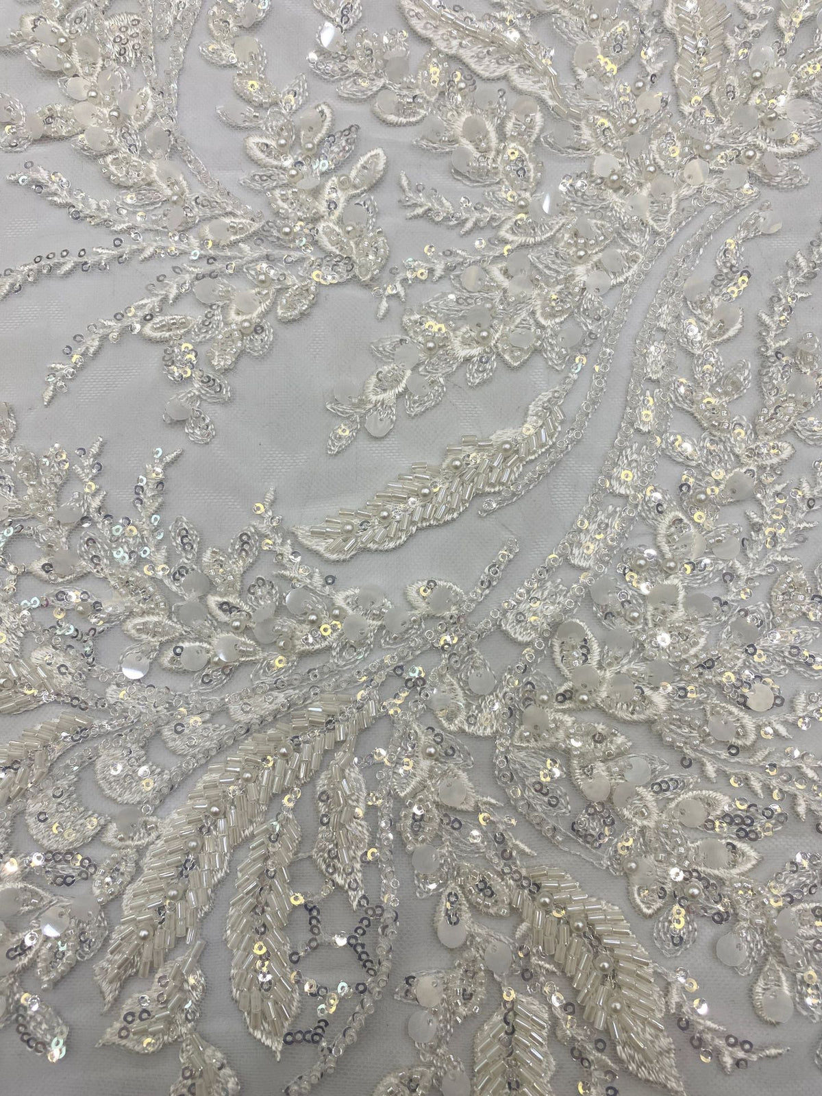 Sequin & Bugle-Bead Embroidered Bridal Fabric – Design 81183 — fabric photo 5